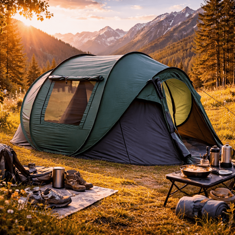 4-Person All-Season Instant -Up Tent with Quick Setup, Spacious Round Camping Tent Suitable for, Lightweight Portable Outdoor Shelter with Mesh Ventilation & Mosquito Proof for &, Durable for Car Camping, Picnics, Year-Round