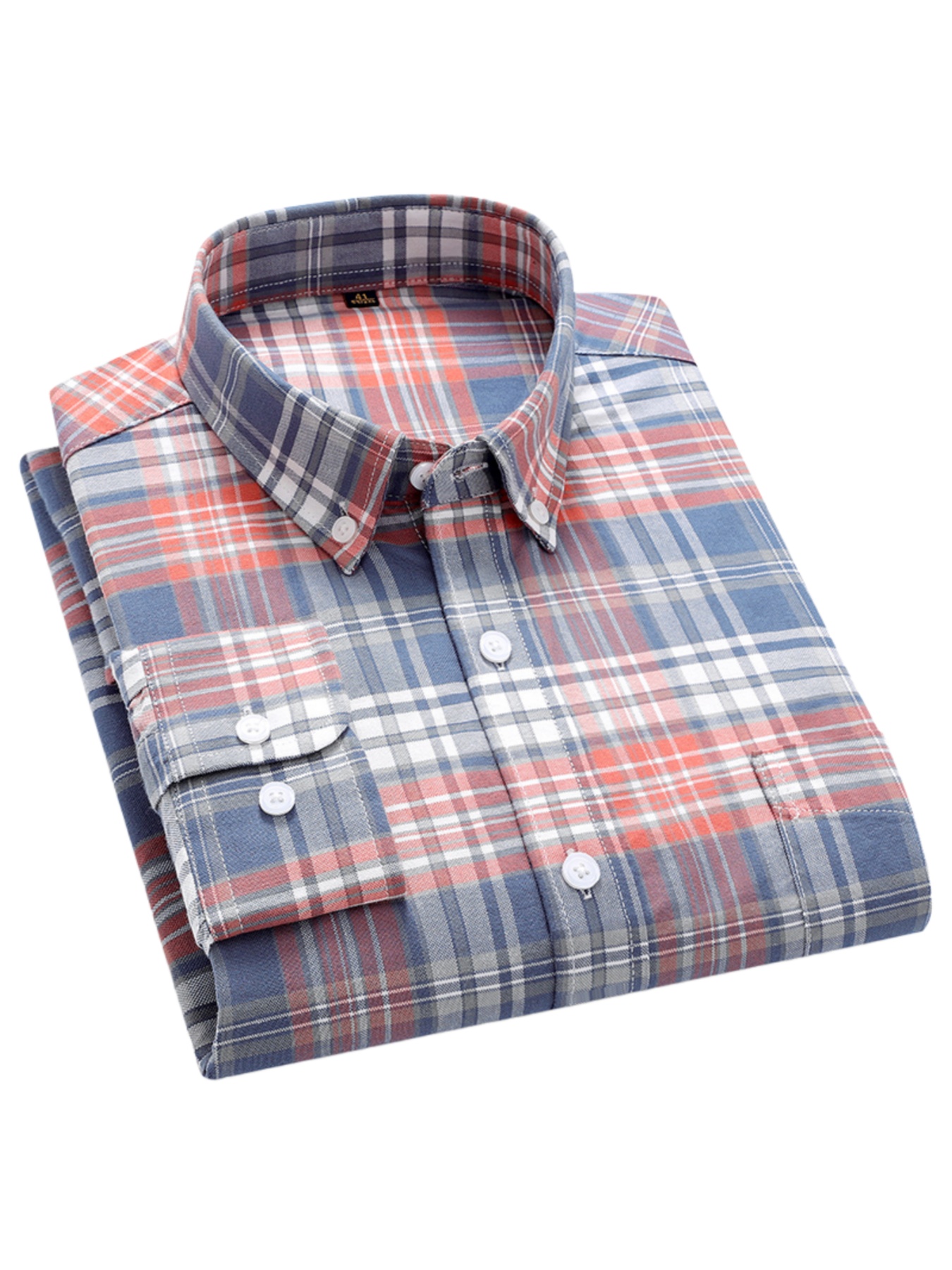 A Set of Three Pure Long-Sleeve Oxford Shirts with Embroidered Pockets on The Chest, Essential for Business Casual Outings, Suitable for Various Occasions, Available in Multiple Styles