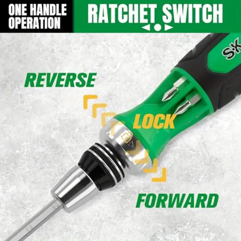 12 in 1 ratcheting screwdriver 216p driver with mechanism s2 steel bits ergonomic handle 6 double ended bits phillips slotted star square 216 position ratchet bits in handle for professional diy use workshop essentials reliable mechanism workshop tools precision tool home Product details 3