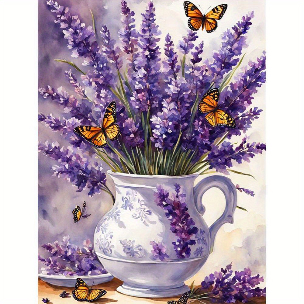 

5d Diy Diamond Painting Lavender Flower Vase Mosaic New Arrivals Diamond Embroidery Rhinestone Pictures Home Wall Decoration