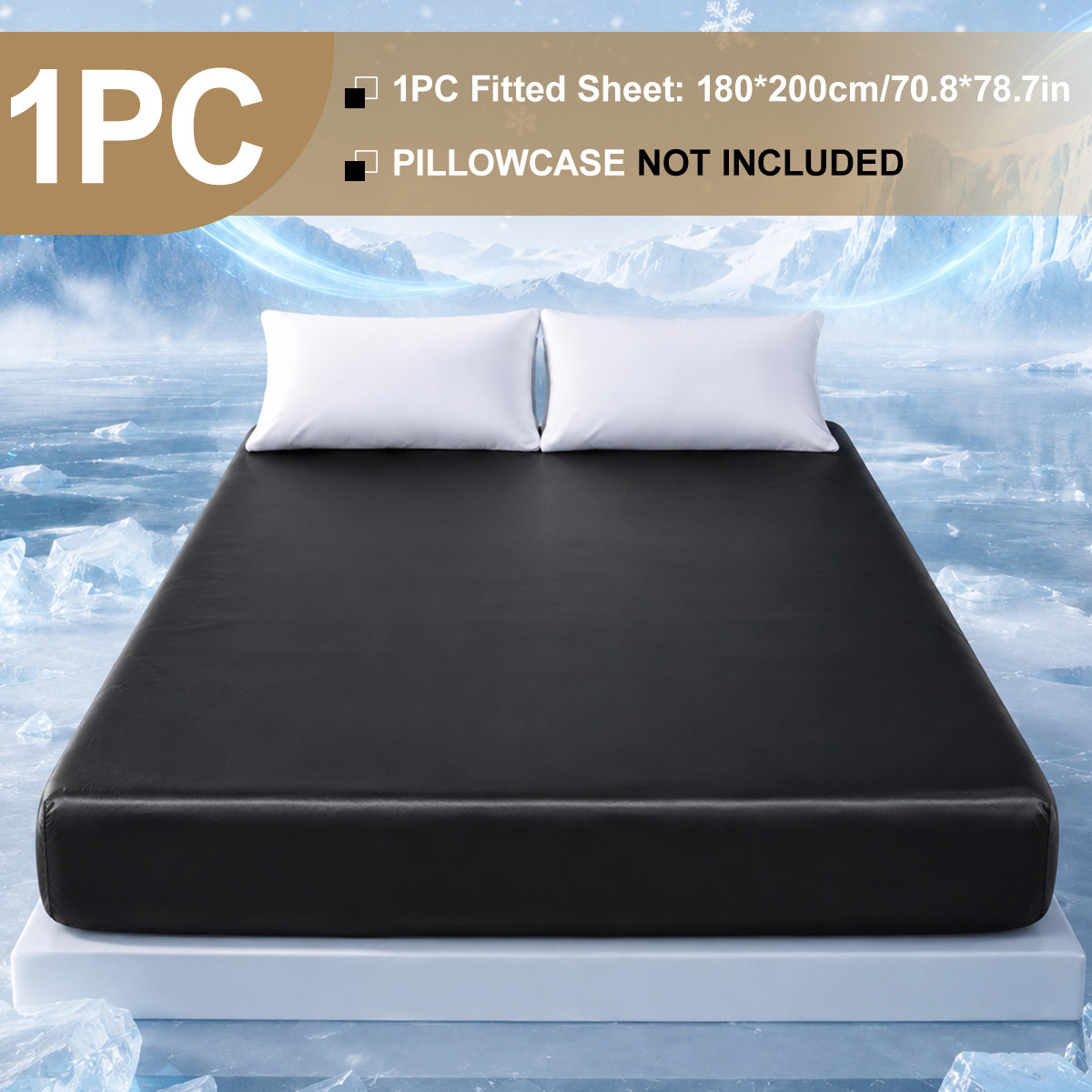 TEMU 1pc Satin Fitted Sheet Cooling Light Luxury Glossy Smooth Mattress Cover Machine Washable Full Coverage Anti-slip Elastic Mattress Protector