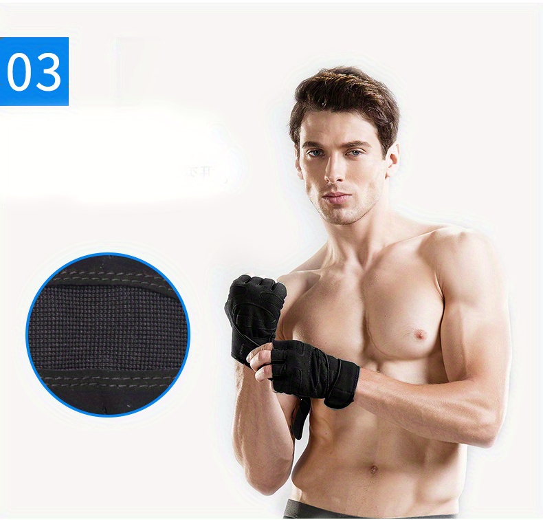 1 Pair Unisex Sports Gloves - Breathable Half-Finger Design with Hook-and-Loop Closure, Durable Knit Fabric for Cycling, Fitness & Outdoor Activities (Black), Cycling Accessories, Gym Essentials, Adjustable Fit, Comfortable Fit, Gym Goers