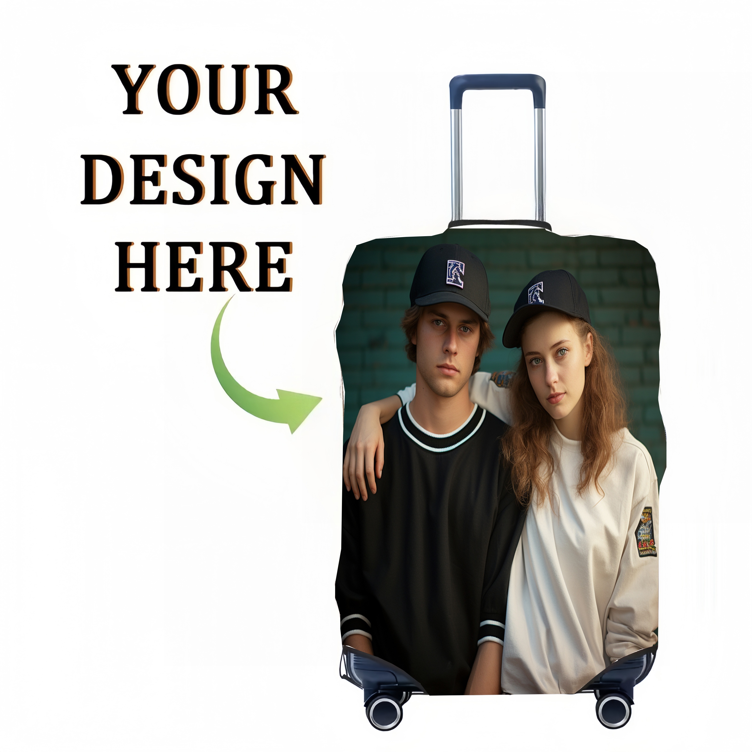 TEMU Housse de Bagage Personnalisée avec Nom et Photo - Protecteur de Valise en Polyester Lavable, Convient aux Valises de 18 à 32 Pouces, Accessoire