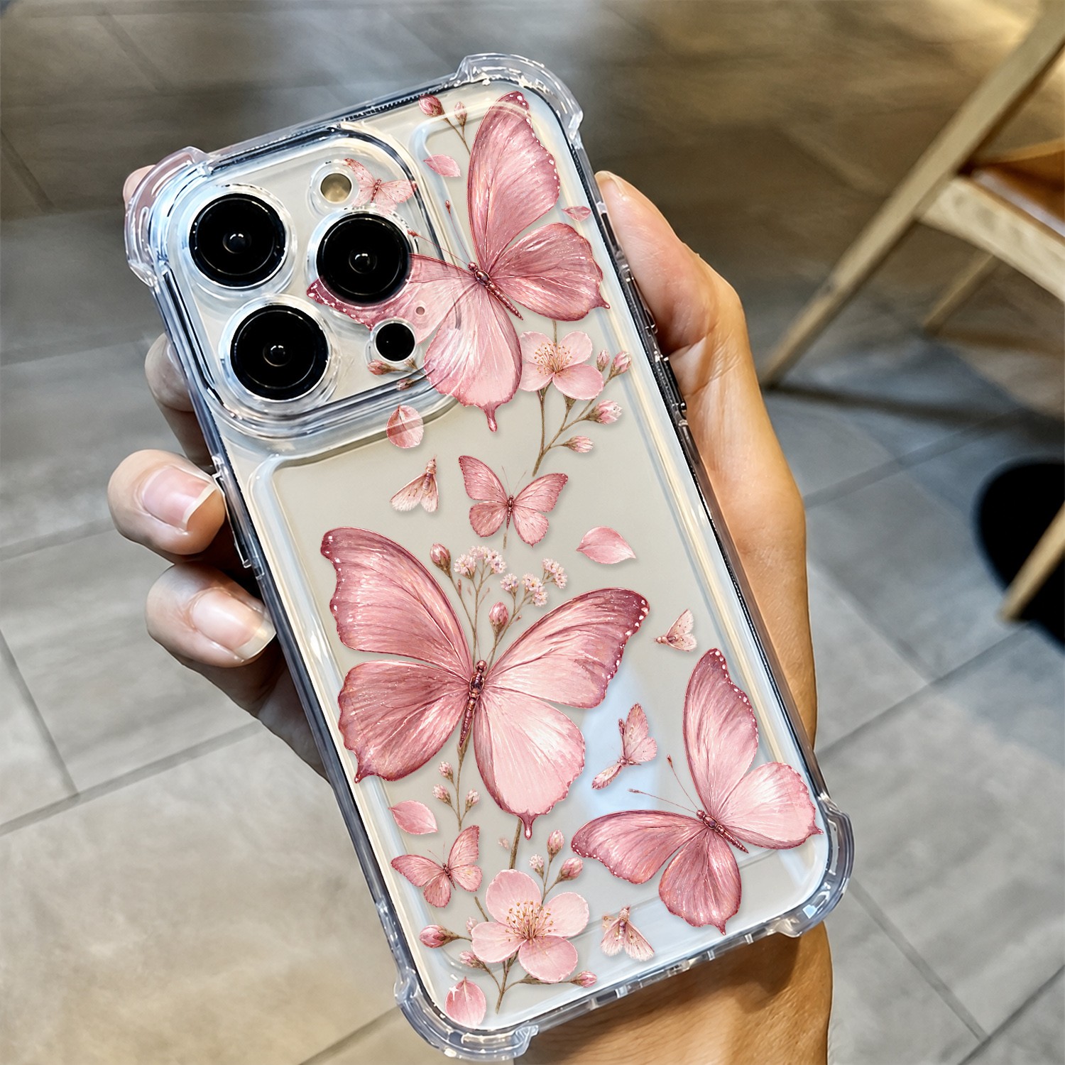 TEMU Phone Case - 1pc, Pink Cherry Clear Phone Case, Compatible With Iphone 18/17/16/15/14/13/12/11 Pro , Protection, Lightweight And Fashionable,
