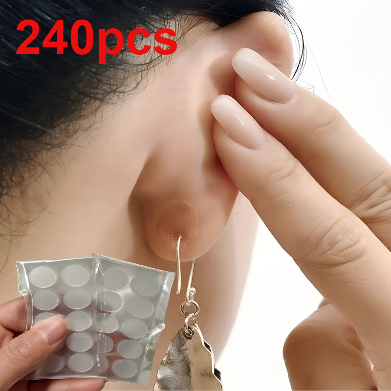 TEMU Lot de 240 Patchs de Support Invisibles et Transparents pour Boucles d'Oreilles, Autocollants de -Arrachage pour d'Oreilles, Coussinets de
