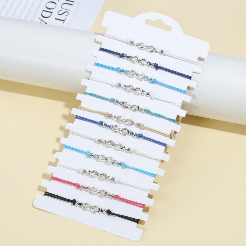 TEMU 12pcs Boho Stackable Bracelets Set - Handmade Infinity Symbol & Life Tree Charm Gift For Couples, Unisex Jewelry For Daily & Party Wear, Wear,