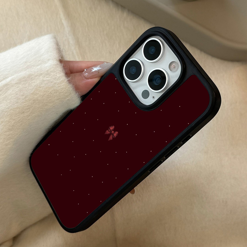 TEMU Phone Case - A Dark Red Background With A Design Subtly Romantic, Suitable For Iphone 17 Pro And Compatible With Iphone 16 Pro/15/14/13