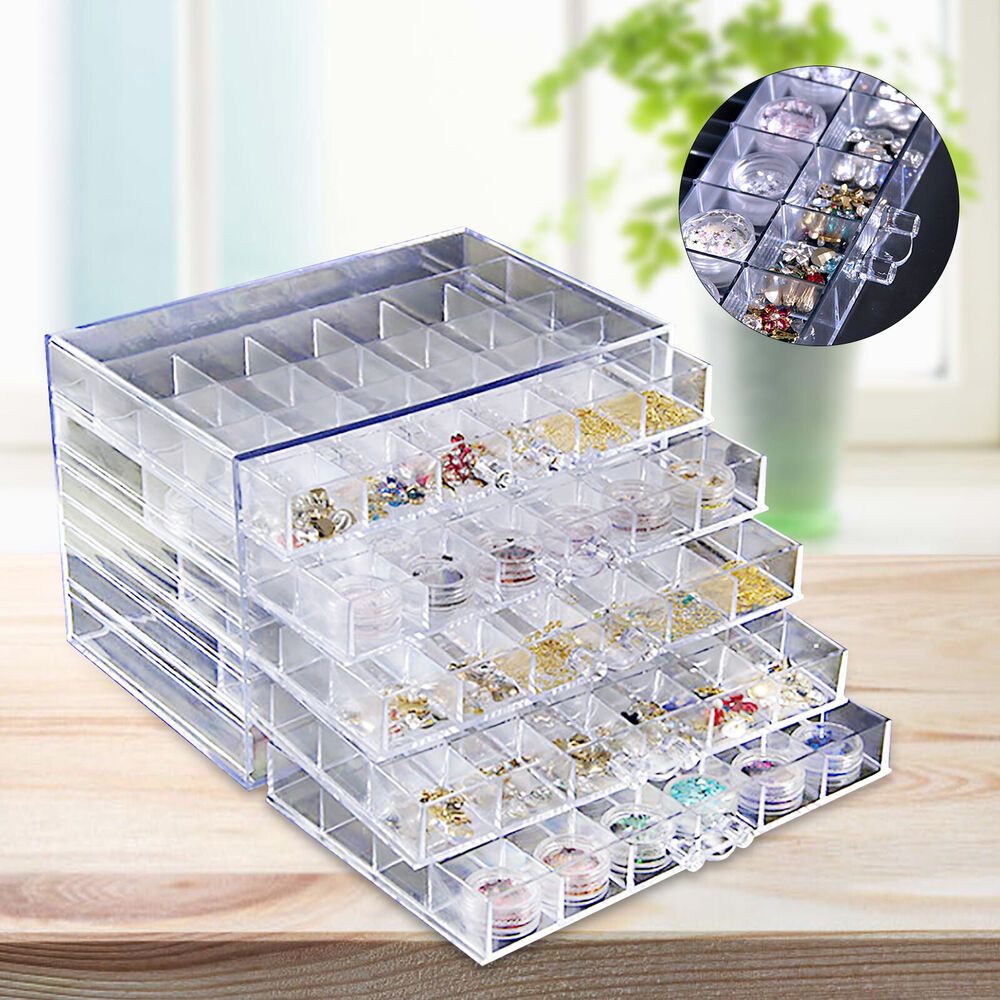 TEMU 120-hole Nail Storage -layer Drawer Acrylic Transparent Storage Box New -suitable For Storing All Kinds Of Nail Additions, Such As Drilling,