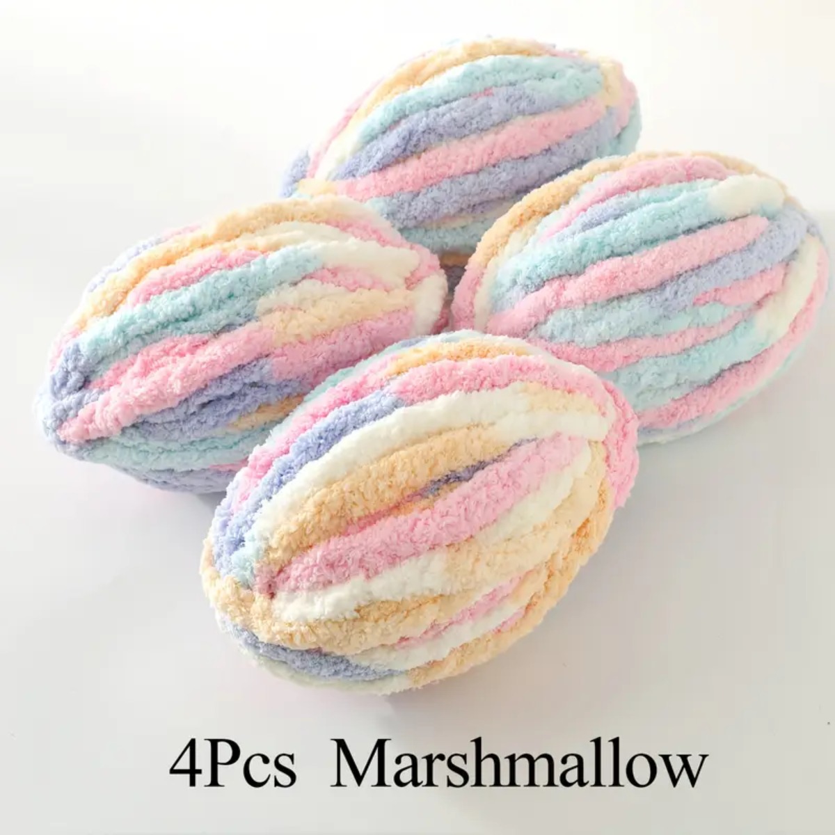 TEMU 4-pack Chunky Chenille Knitting Yarn, Mixed Color Durable Material, Suitable For Handmade Blankets, Scarves, Hats, Cat Beds, Textured Yarn,