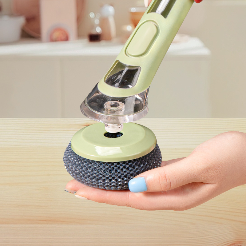 ergonomic dishwashing brush with soap dispenser extended handle replaceable head for of pots pans sinks essential kitchen tool Product details 6