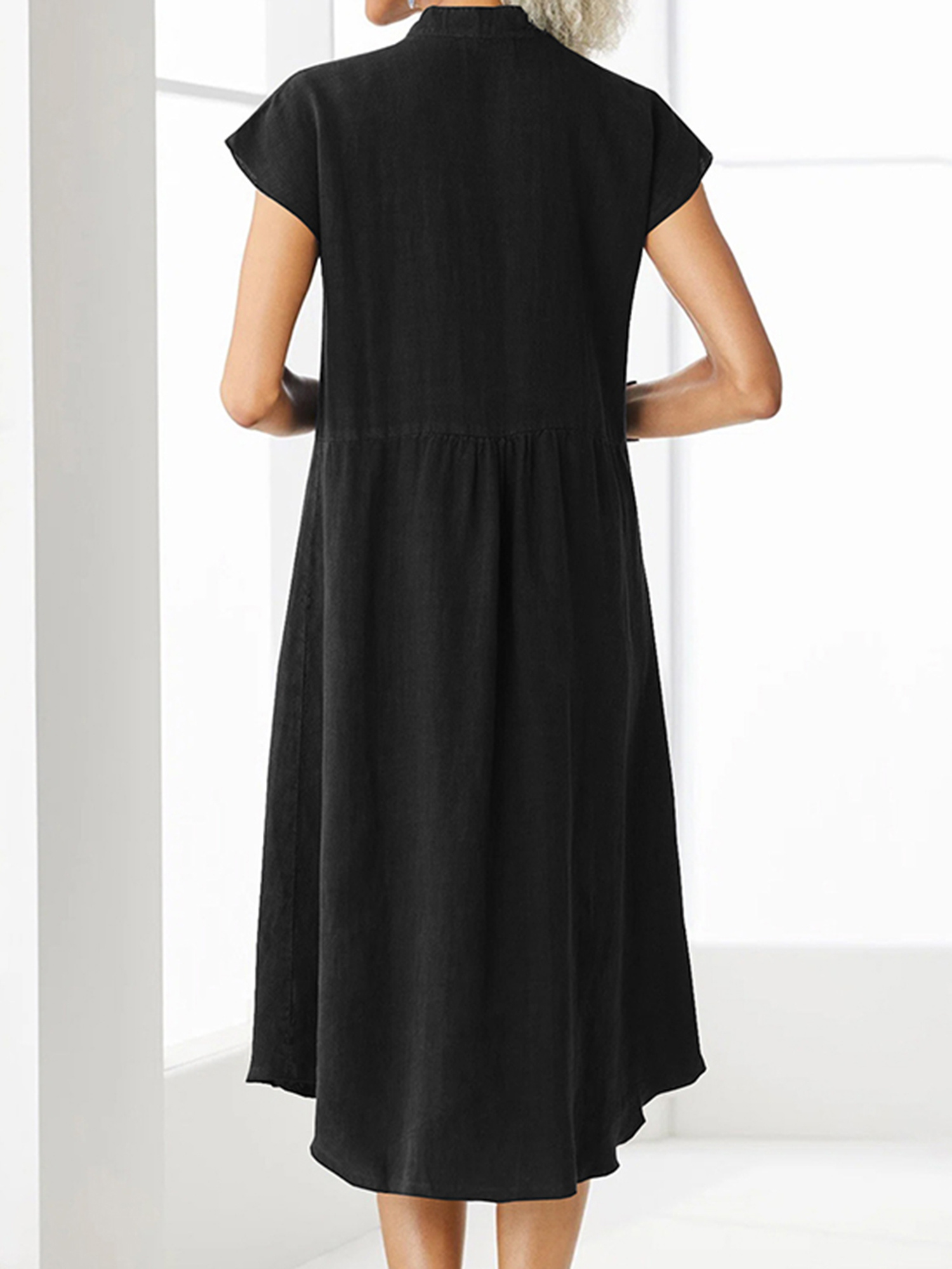 womens white solid linen a line dress cap sleeves short - Temu