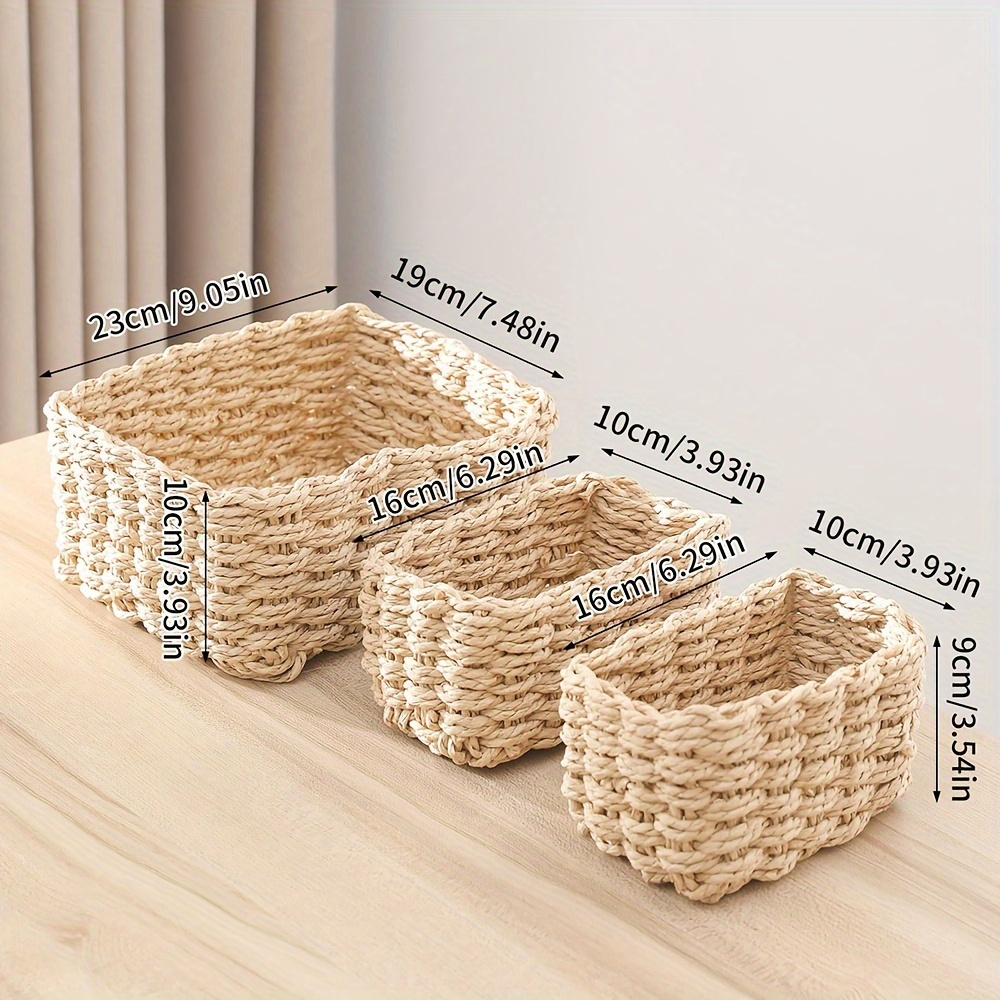 E-shop 3er-Set Aufbewahrungskörbe im Boho-Stil - Multifunktionale Körbe für Spielzeug, Kleidung, Bürobedarf usw. - Ideal für Zuhause, Badezimmer und