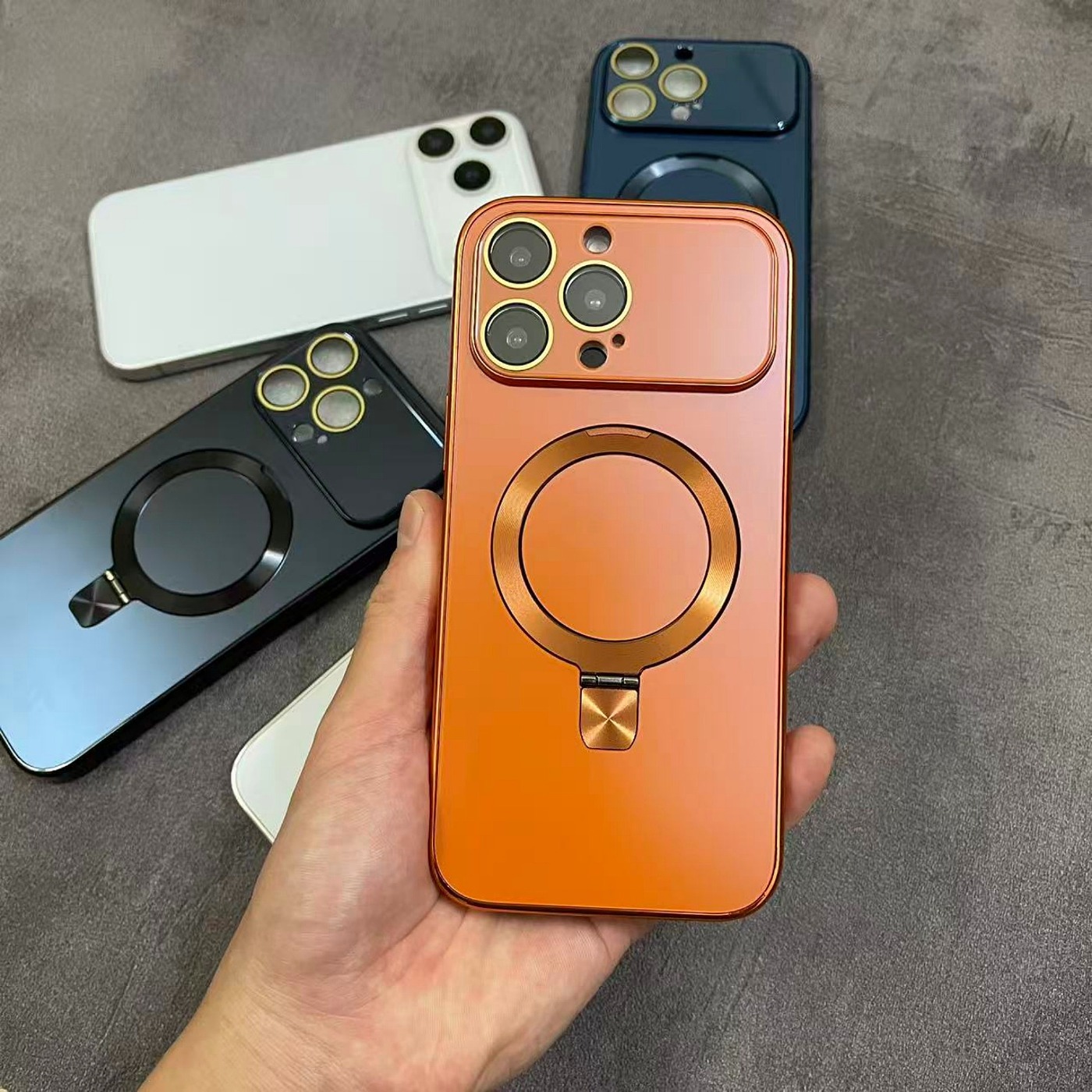 17 series original phone orange colors design luxury magnetic stand phone case sutible for iphone 17 air 17 pro   15 14 13 12 pro max high quality dust and   case scratch resistant surface that offers   protection after Product details 5