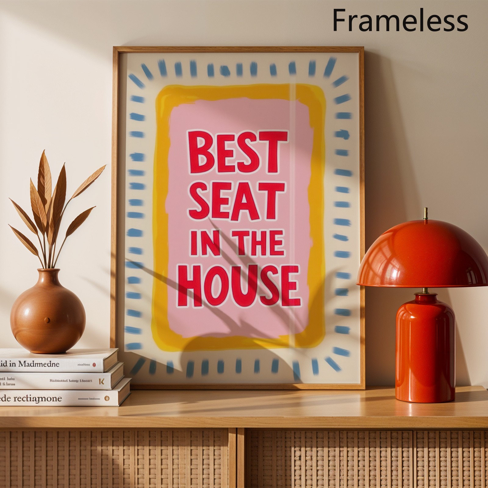 TEMU 2d Flat, 1pc Vertical Modern Minimalist "best Seat In The House" Funny Quote Poster - Pink Font Bathroom Wall Art Suitable For Housewarming