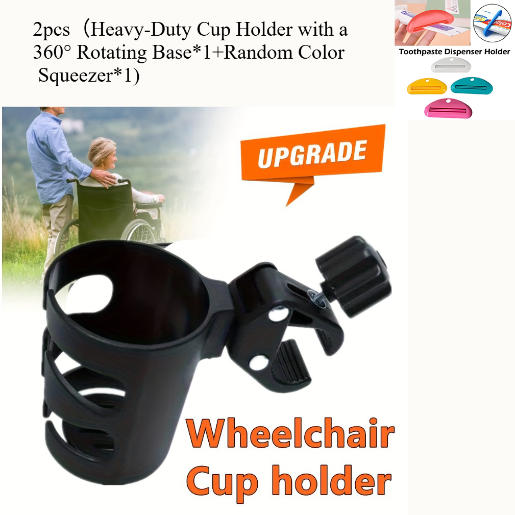 TEMU 2pcs Heavy-duty Cup Holder With A 360° Rotating Base*1+random Color Plastic Toothpaste Tube Squeezer*1) And Nonslip Suction Mount - Portable