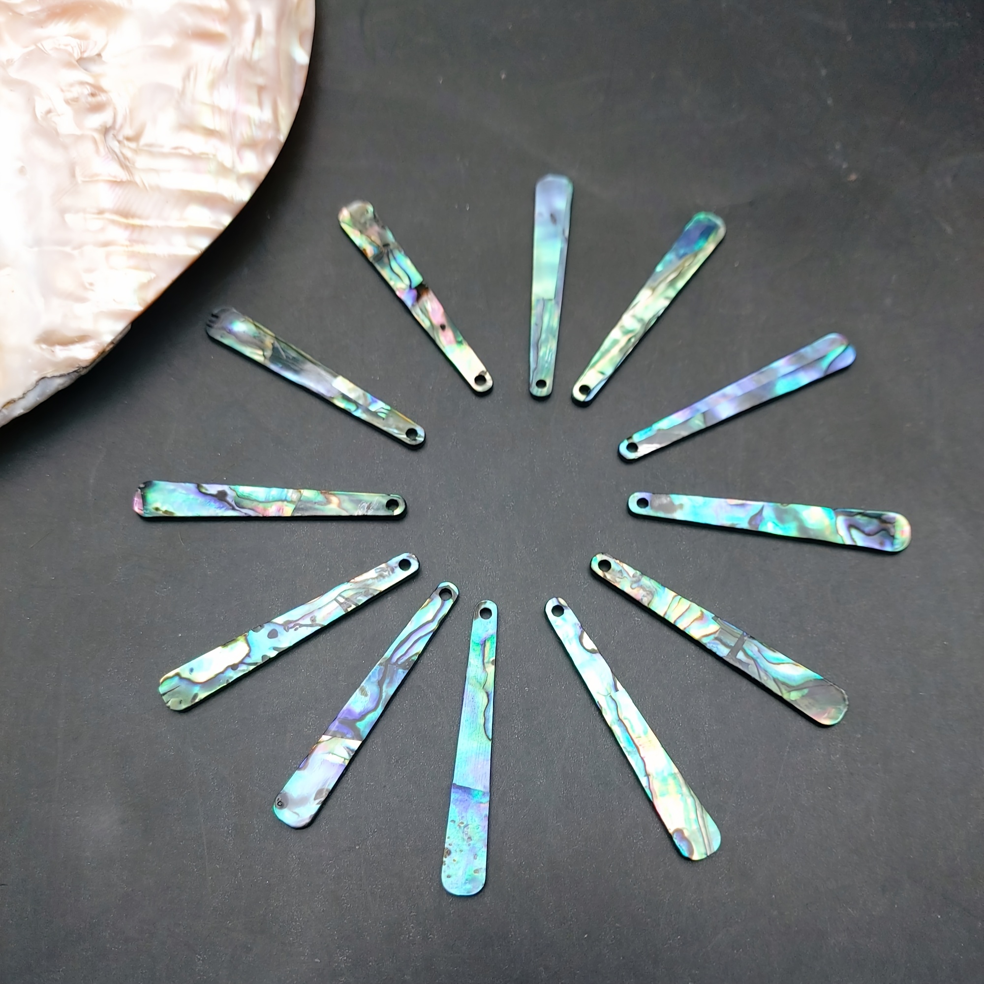 TEMU Plat 2D, 12 pièces (pour) Boucles d'oreilles et pendentif de collier en d'ormeau - Bijoux hawaïens en de Paua avec placage acrylique, , convient