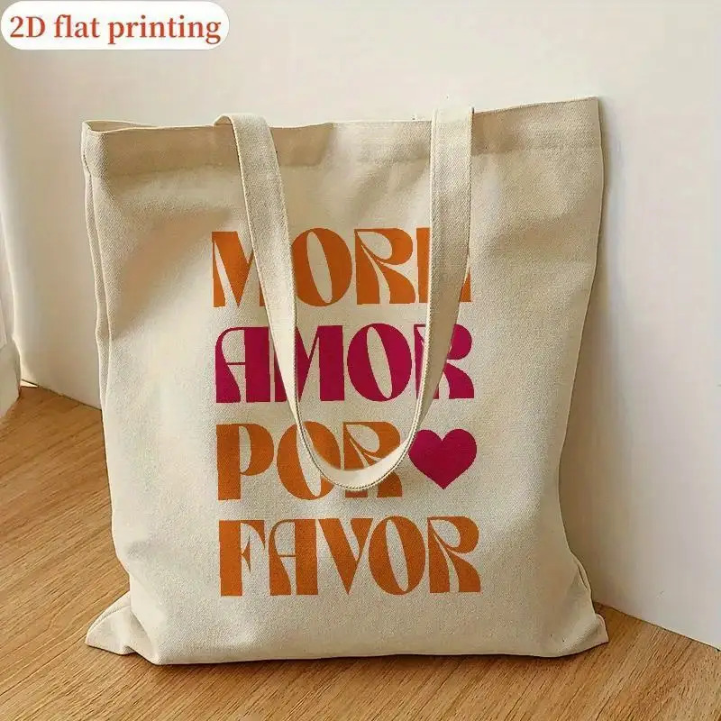 E-shop 1 Stück, doppelseitig bedrucktes Design. Damen Tote Bag mit viel Platz und spanischer Liebesphrase - eine robuste, quadratische Handtasche aus
