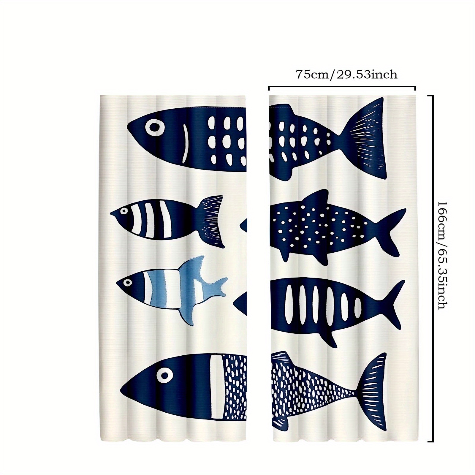 TEMU 2 Pezze Tende con a Motivo Pesce - Design con Tasche per per Soggiorno, Camera da Letto e Decorazione