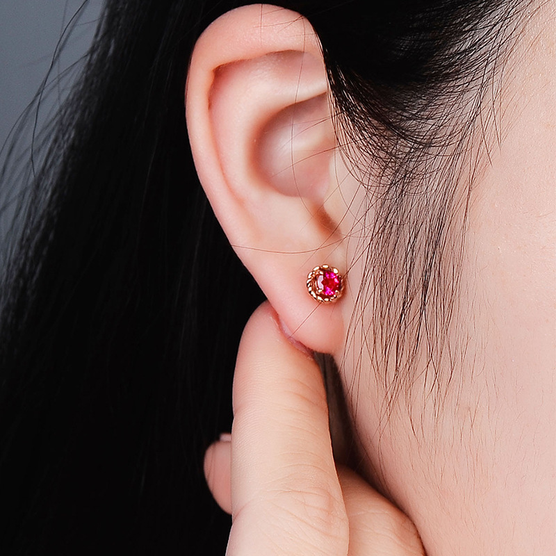 2pcs Elegant Rose Flower Synthetic Zirconia Stud Earrings