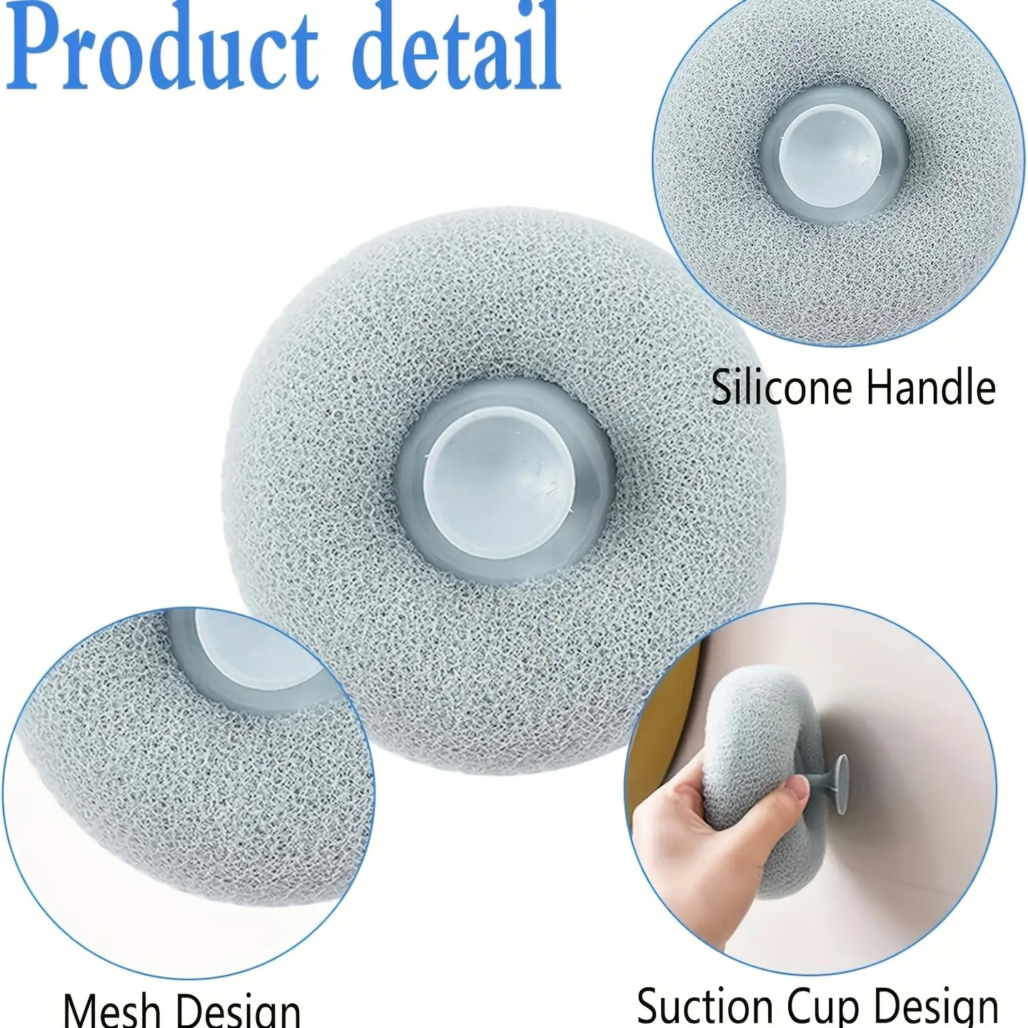 Exfoliating Shower Brush with Suction Cups- Massage Bath Ball Sponge, Suitable for Both Men And Women, Wall-Mounted Loofah, Random Colors.