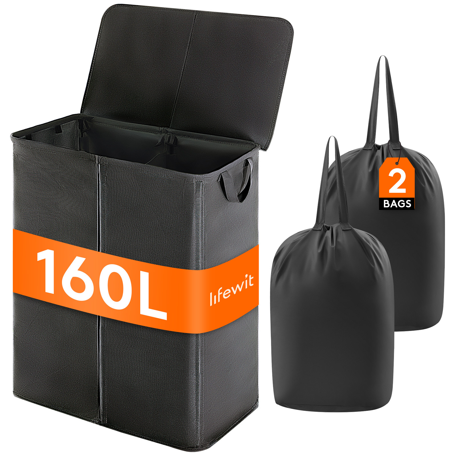 TEMU Double Laundry Hamper With Lid And Removable Laundry Bags, Divided Laundry Basket With Handles, Large Separated Clothes Basket For Bathroom,