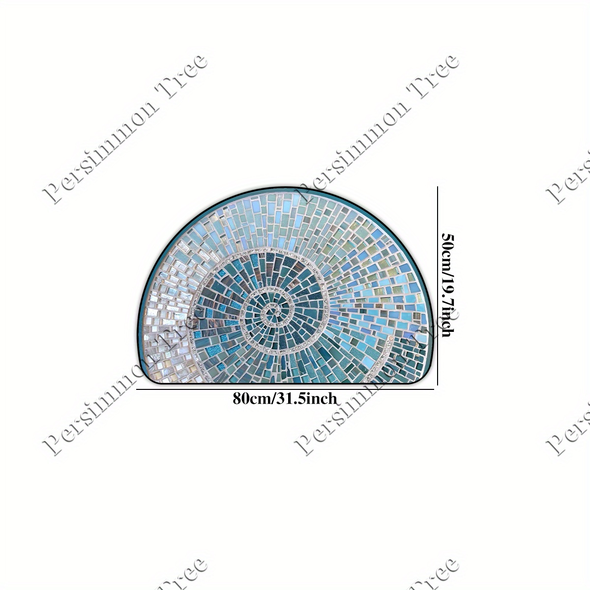 TEMU Golden Diamond Velvet 1000g/m², Thickness 0.6cm, 50x80cm/19.7x31.5in, 1pc Outdoor Mat, Semi-circular Doormat, Blue Mat, Stone-patterned Artist