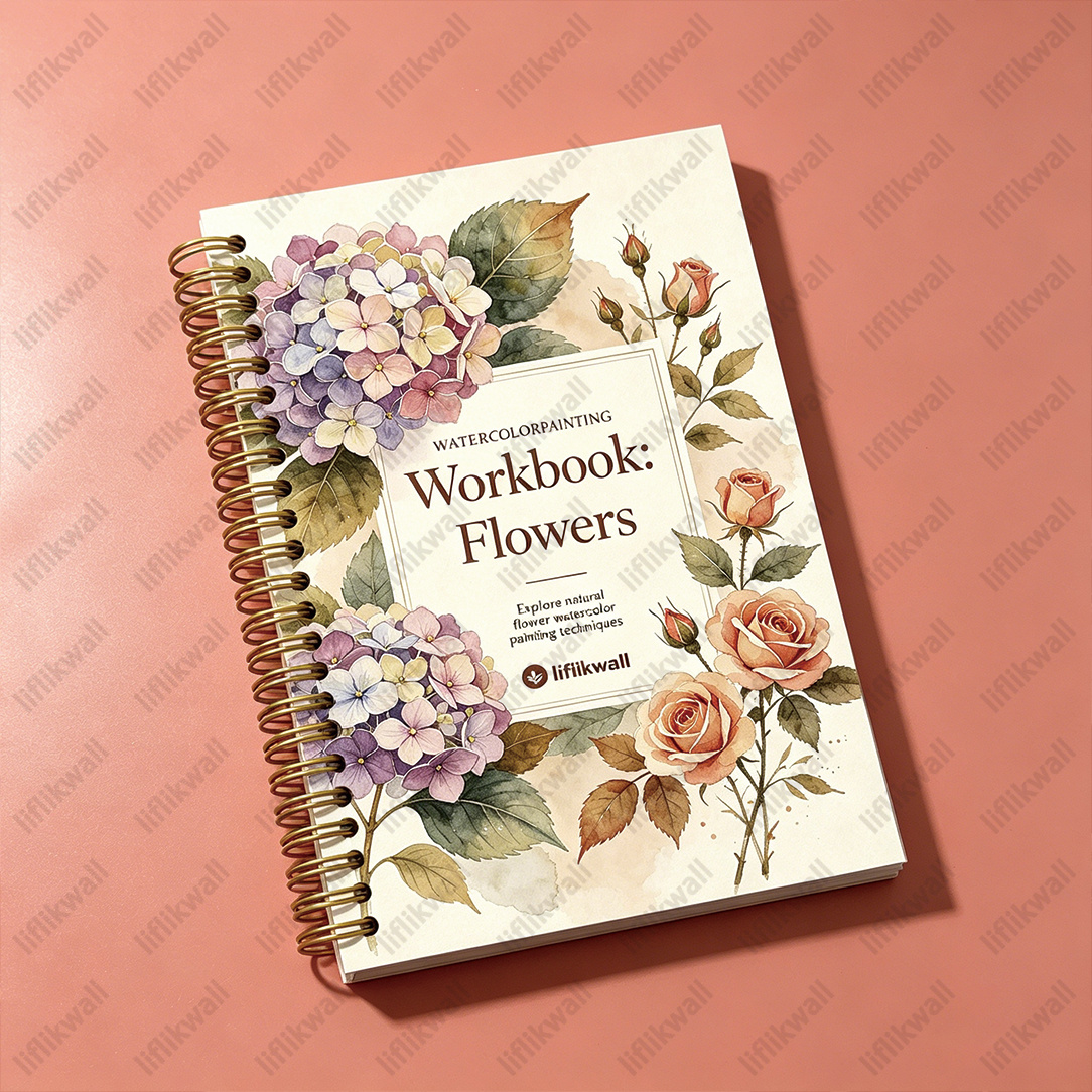 TEMU 1pc Liflikwall Adult Floral Watercolor Drawing Book With Thickened Non-bleeding Paper Suitable For Beginners To Professional Artists, Suitable