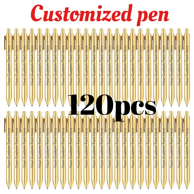 TEMU 120pcs Custom Ballpoint Pens, Laser Engraved Text, Supports Personalization, Plastic Material, Suitable For Weddings, Bridal Parties, Business