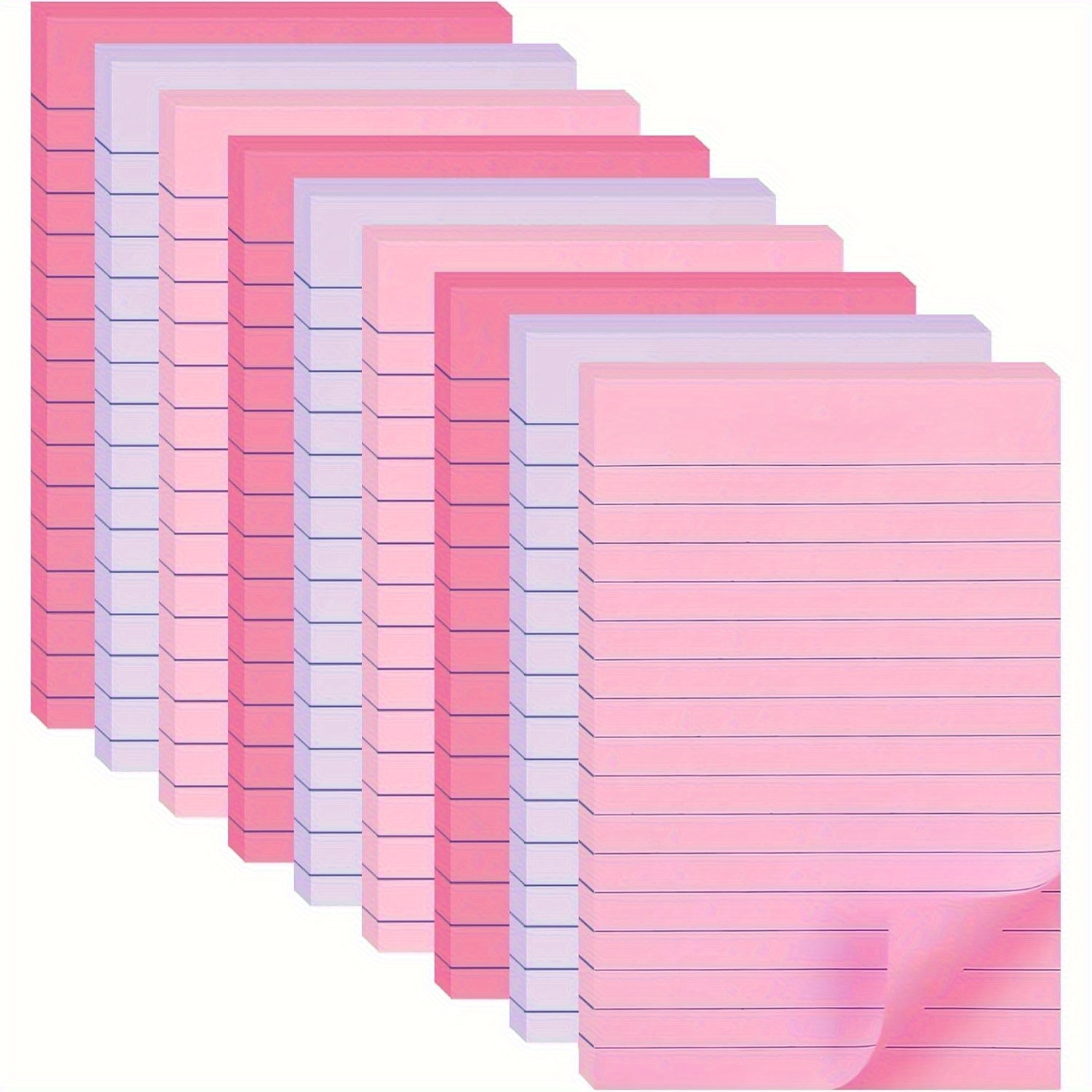 TEMU 9 Pack A6 Sticky Notes With Lined Pages - & Color Options, Lists, Task Management, Decorative Stationery For Office, School, Journaling - Gift
