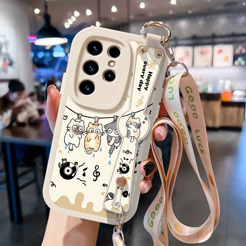TEMU Phone Case - Fashion Cartoon Creative Hanging Animal Cat Phone Case For Galaxy S25/s25 Plus/s25 Ultra, Galaxy F62/f41/f42 5g/f04 4g/f23/f22,