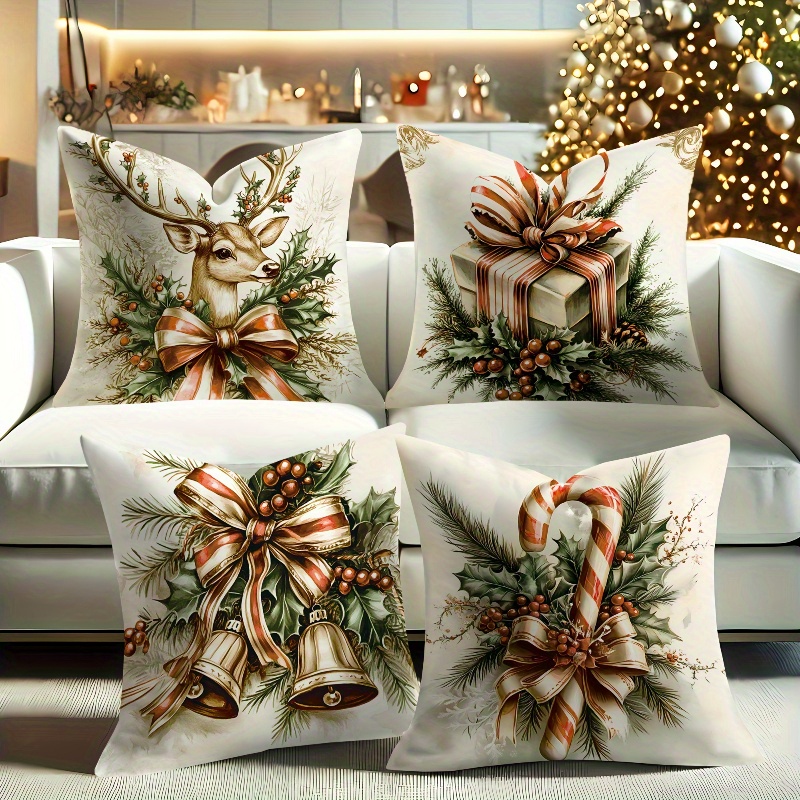 

4pcs Christmas 18x18 - , & | & | Zip | | For Decor