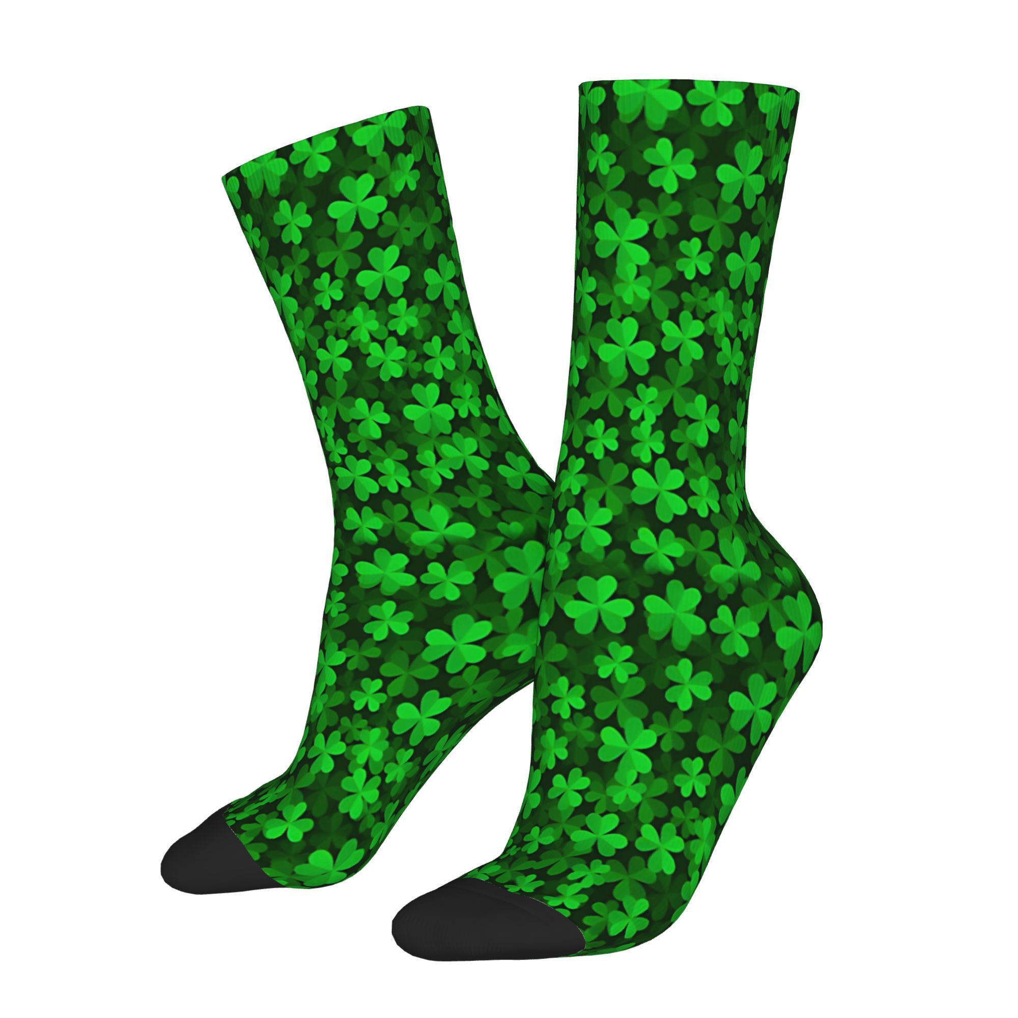 

's Day Shamrock Crew Socks For Men - Funny, Comfortable & Breathable Polyester , Perfect Novelty Gift, Hip Hop , Merry Christmas Decoration, Sock