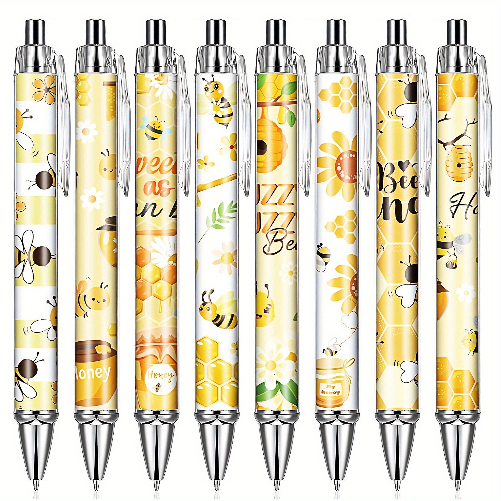 Image of 8/16/24-pack Bee Ballpoint Pens, Retractable Smooth Ink Refill Ballpoint Pens, Exquisite Flower Cute Ballpoint Pens, Gift For Office Work, School, Doctors, Nurses, Teachers, Teens, And Students