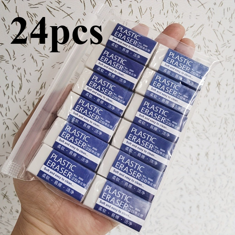 TEMU 24pcs High-quality White Erasers, Effectively Remove Pencil Marks - Suitable For Office And School Use, Durable And Easy To Clean 2b Pencils