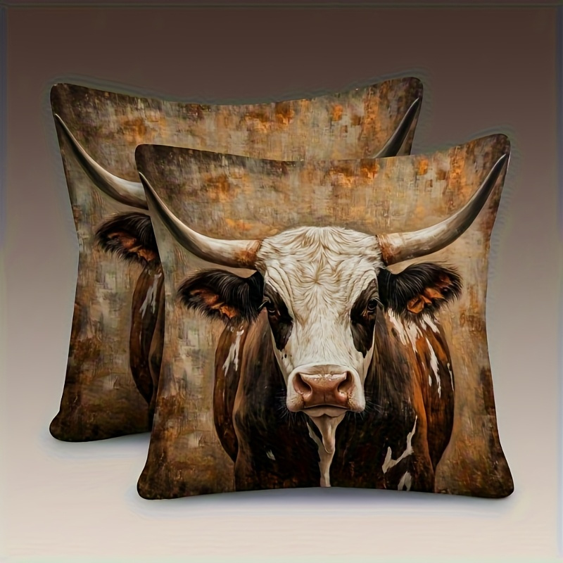 TEMU 2pcs Decorative Pillow Covers - Realistic Print Farmhouse Decor Cushion Cases, Zipper Closure & Machine Washable Polyester Cushion Covers For