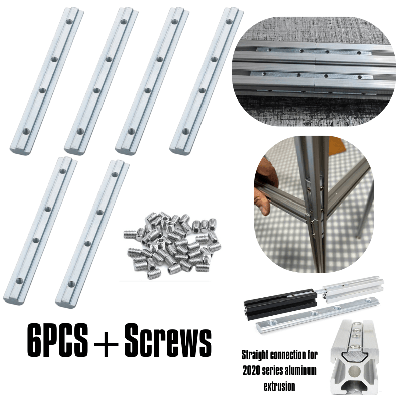 Image of Set Of 6pcs (including Screws) Featuring 2020 Extrusion Profile Corner Brackets And Connectors, Designed For 20 Series Extruded Rails With M5 Screws Suitable For 6mm