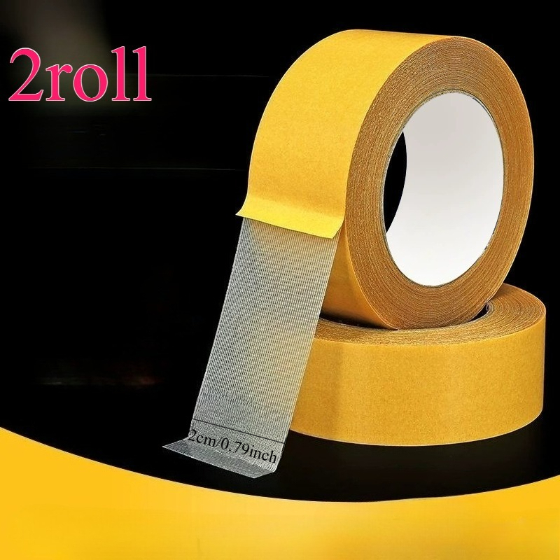 TEMU 2 Rotoli 20 Nastro Biadesivo , Design a con Supporto in Tessuto Senza Residui, per Fissare Tappeti, Muri, Superfici in Plastica - Uso Multiuso