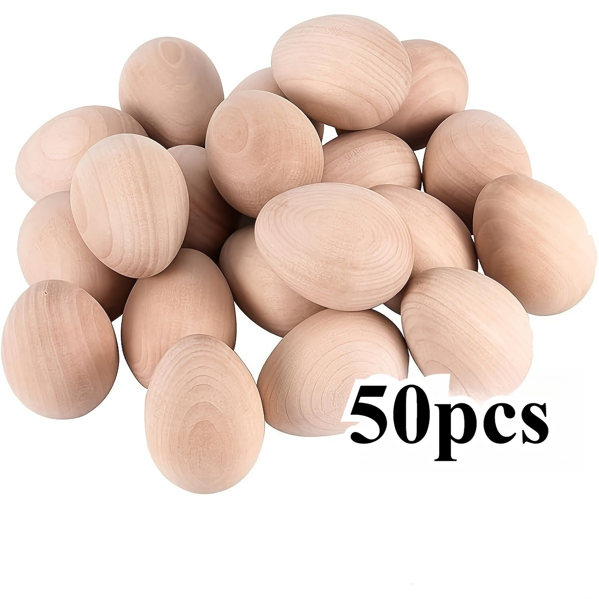 TEMU 50pcs Wooden Eggs Fake Eggs Easter Eggs Painted Easter Unfinished Eggs Painted Crafts Home Decor