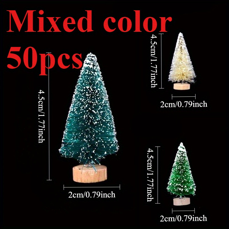 Image of 50pcs Christmas Party Decorations Mini Artificial Christmas Trees Fir Christmas Trees Desktop Ornaments Christmas Party Decor Suitable For Holiday Durable Plastic Holiday Decor
