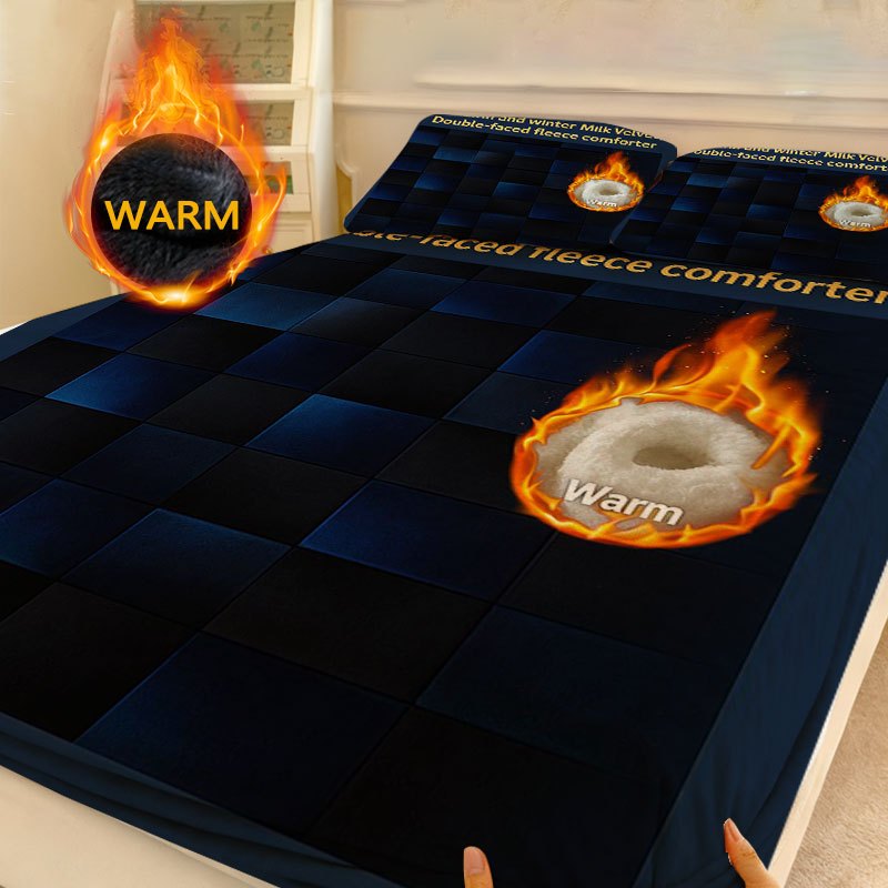 TEMU Autumn And Winter Milk Velvet Double-sided Fleece Blanket Milk Velvet Fitted Sheet, Independent Deep Pocket Fully Wrapped Non-slip Mattress