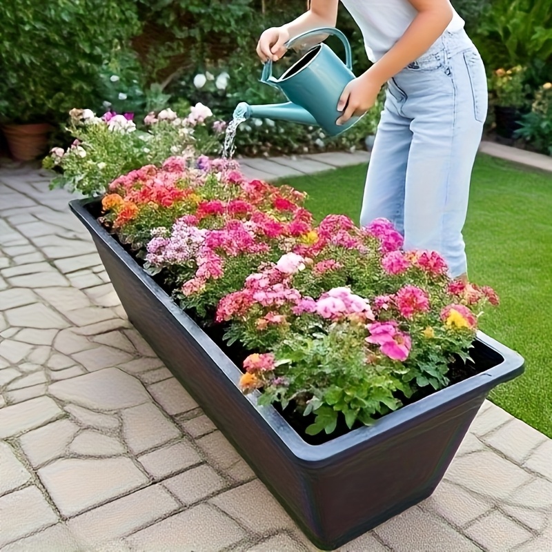 one large planting pot made of   resistant and anti aging plastic material a thickened rectangular flower and vegetable planter suitable for indoor and outdoor gardens   saving space and   an     style