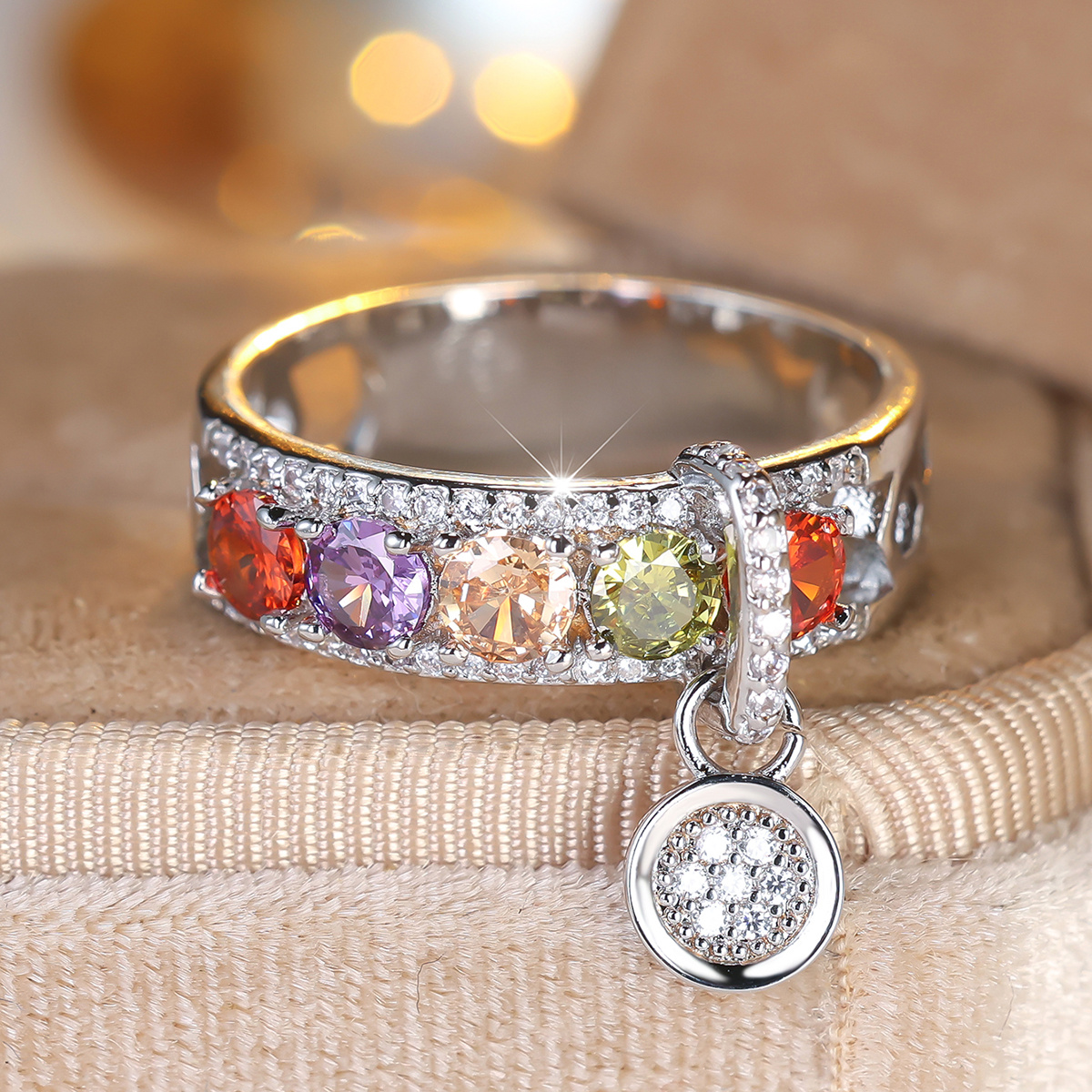Teenager's Elegant Round Synthetic Zirconia Ring