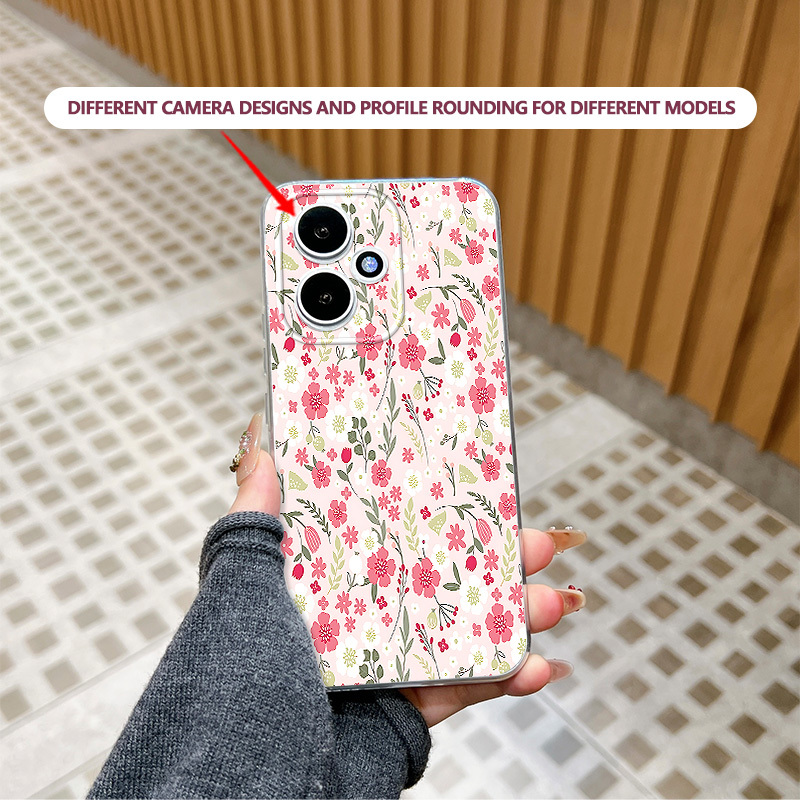 Trdi ovitek za telefon: Roza cvetlični vzorec, prozoren ovitek za telefon, primeren za modele Honor 500PRO 400PRO 300 PRO ULTRA/200 100 90 80 70