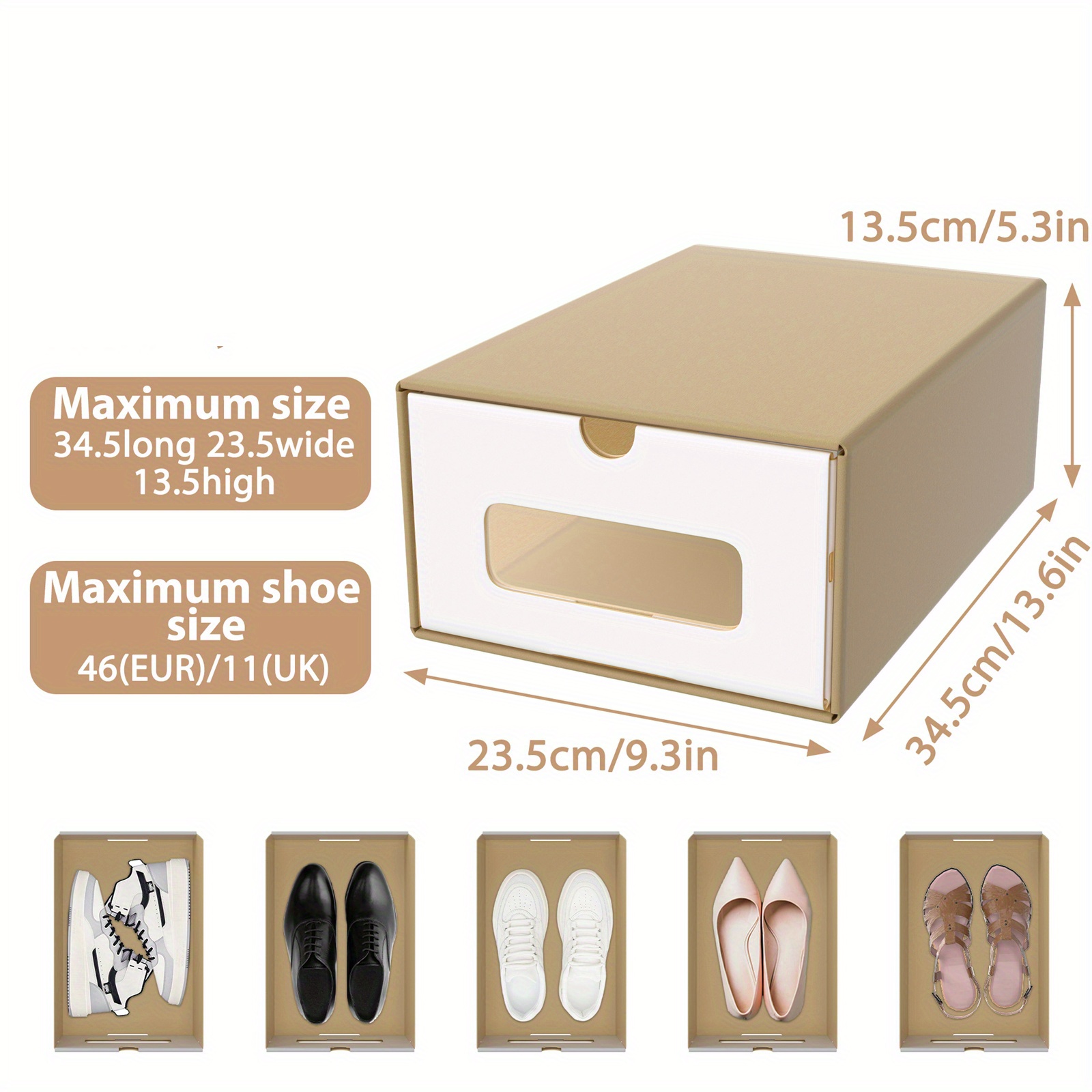 E-shop 23,5 x 34,5 x 13,5 cm 20 Stück Sneaker-Box Schuhkartons Kartonboxen Aufbewahrungsboxen mit Schubladen Stapelbare Kartongefäße