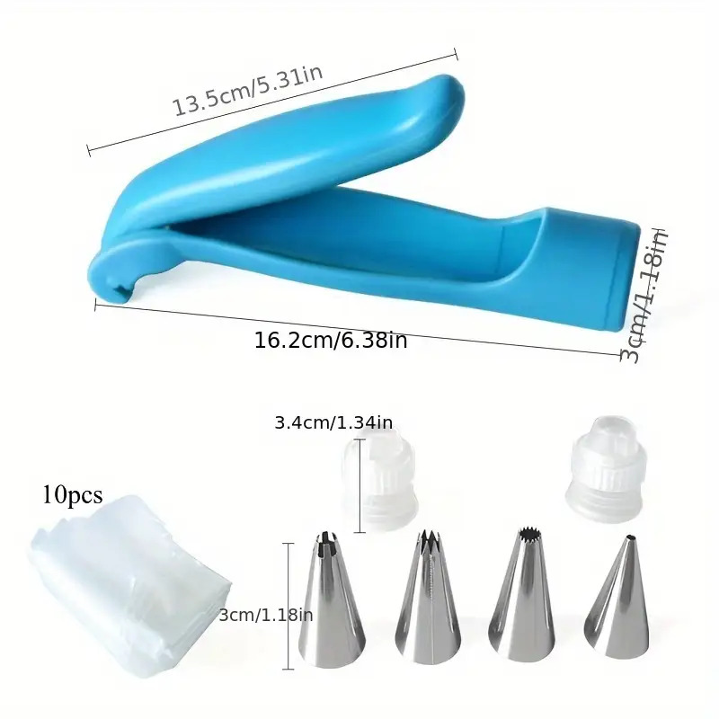 Shaon Tube Gun Set(special For Cake Decoration), Multi-functional Cream Frosting Dispenser, Stainless Steel Tip+ Durable Bag, A For Baking Pastries