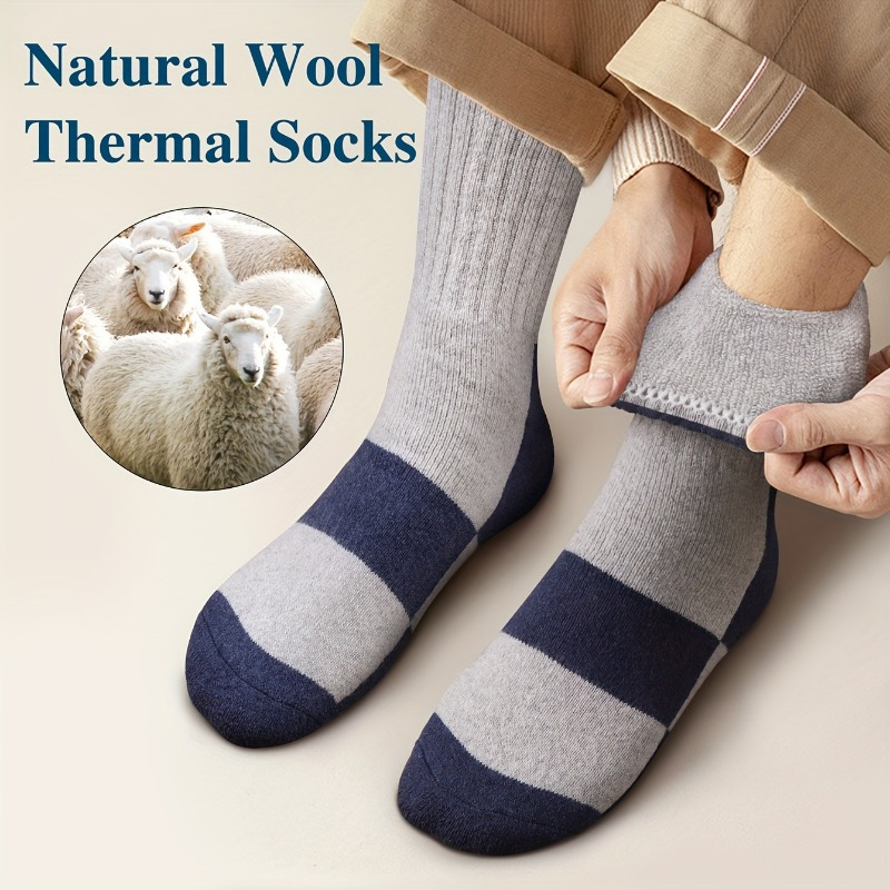 pairs mens thermal crew socks thick wool winter hiking Temu