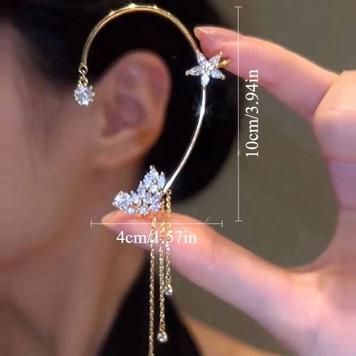 2pcs set piece tassel ear hanging no piercing ear clip earrings cute and elegant suitable for daily wear
