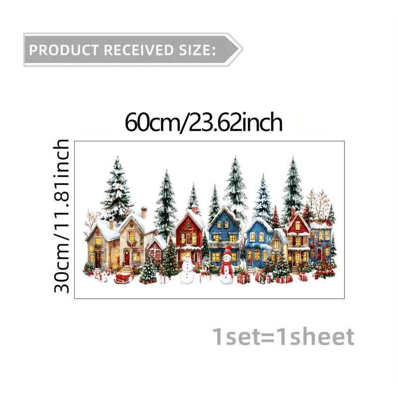 TEMU 1pc 2d Flat Pattern Sticker, Christmas Decoration Static Cling, Window Decal, Glass Mural, Window Sticker, Cottage Snowman Static Film Suitable