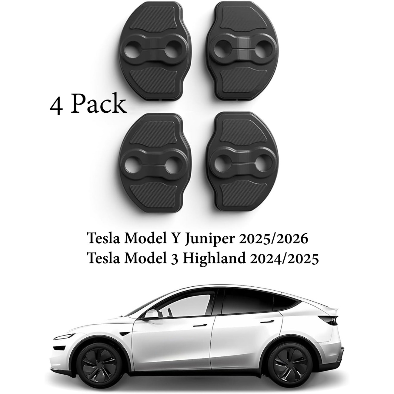 E-shop Set mit 4 Türschlossabdeckungen, entwickelt für die TESLA und Model 3 Highland, passend für die TESLA Model 3 der Jahre 2024 und 2025, bietet