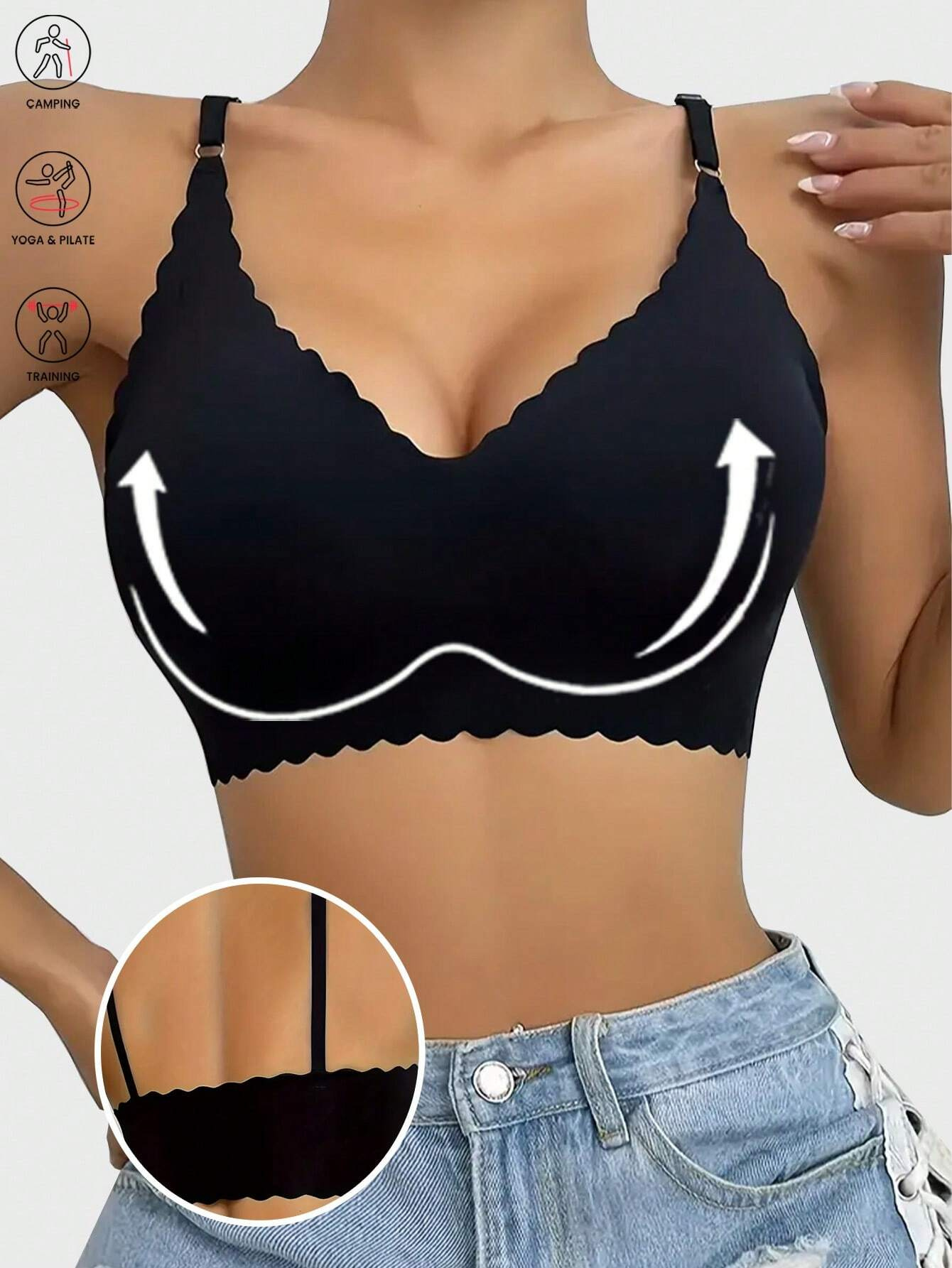 7pcs womens wireless bras seamless braslette with deep v neckline non slip   base soft everyday bras for under corset   yoga clothing multi color options red   gray white blue brown must have everyday special occasion bras Product details 5